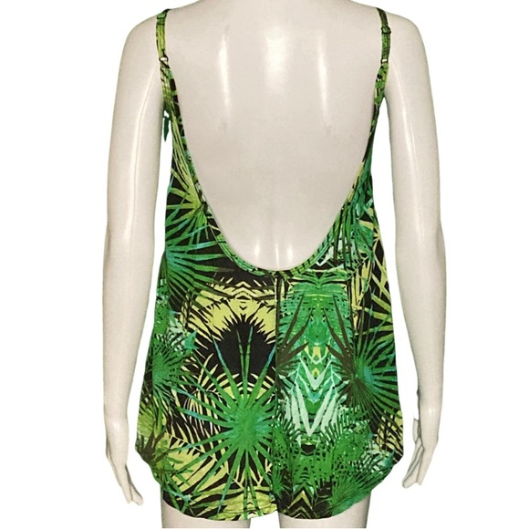NWT Michael Lauren Prince Jungle Green Print Deep Back Tank Top - Sz S - Picture 4 of 9